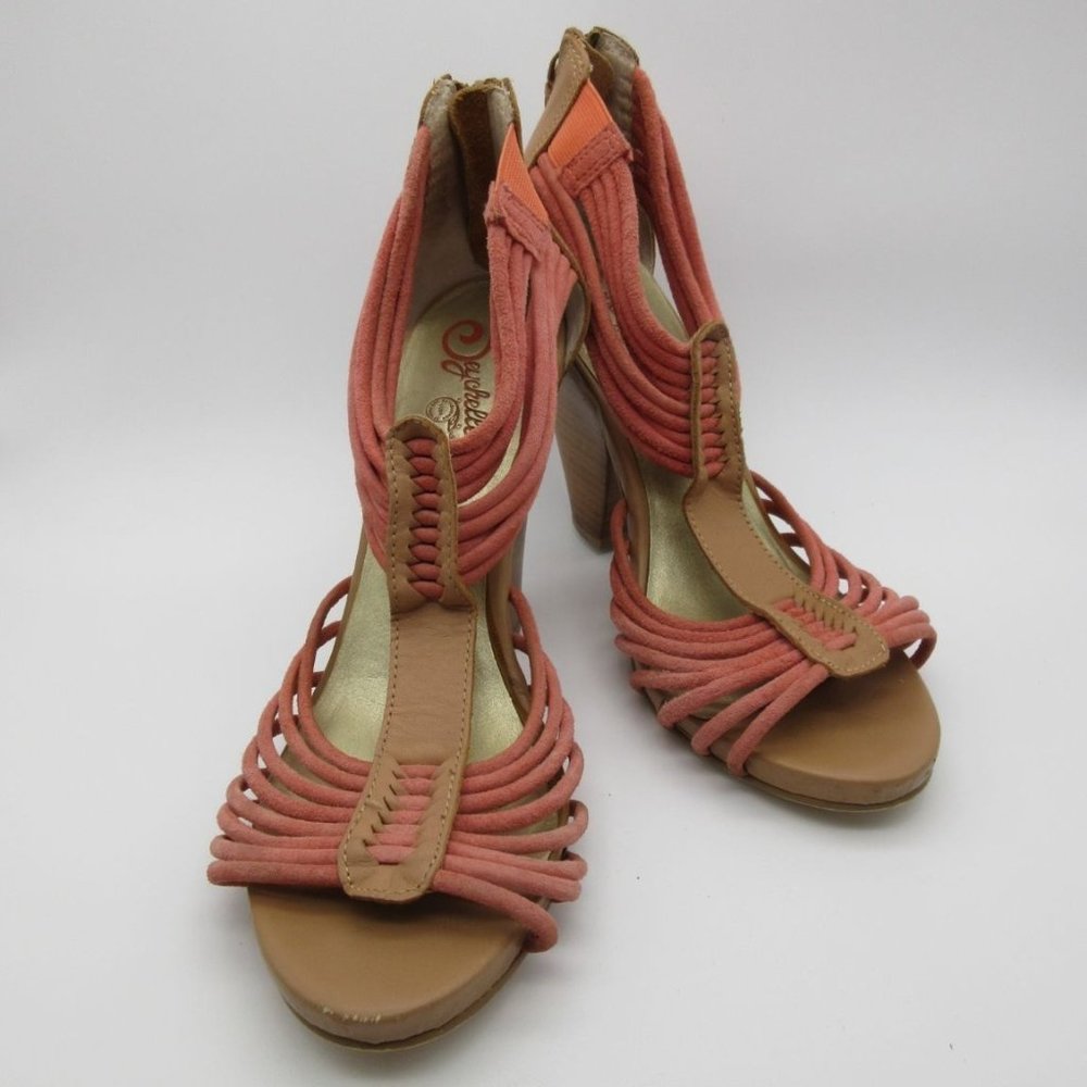 Seychelles cone heel‎ t-strap leather sandals